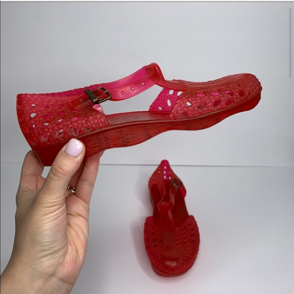 Vintage 70’s Famolare Red Plastic Jelly Sandals